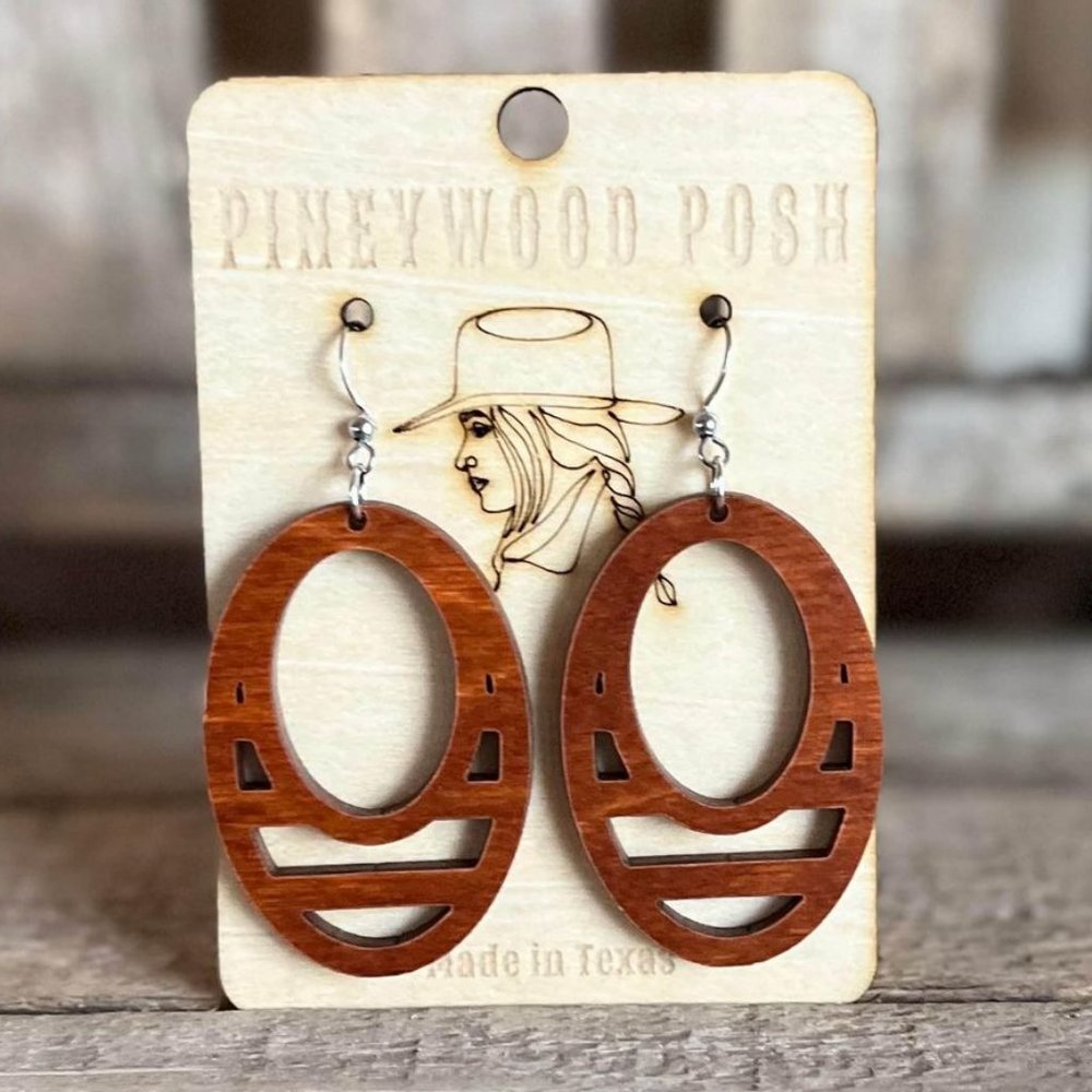 Western Boho Wood Earrings Burnt Orange